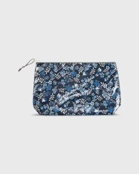 Coated Medium Cosmetic Bag in Blue Edenham Liberty Fabric