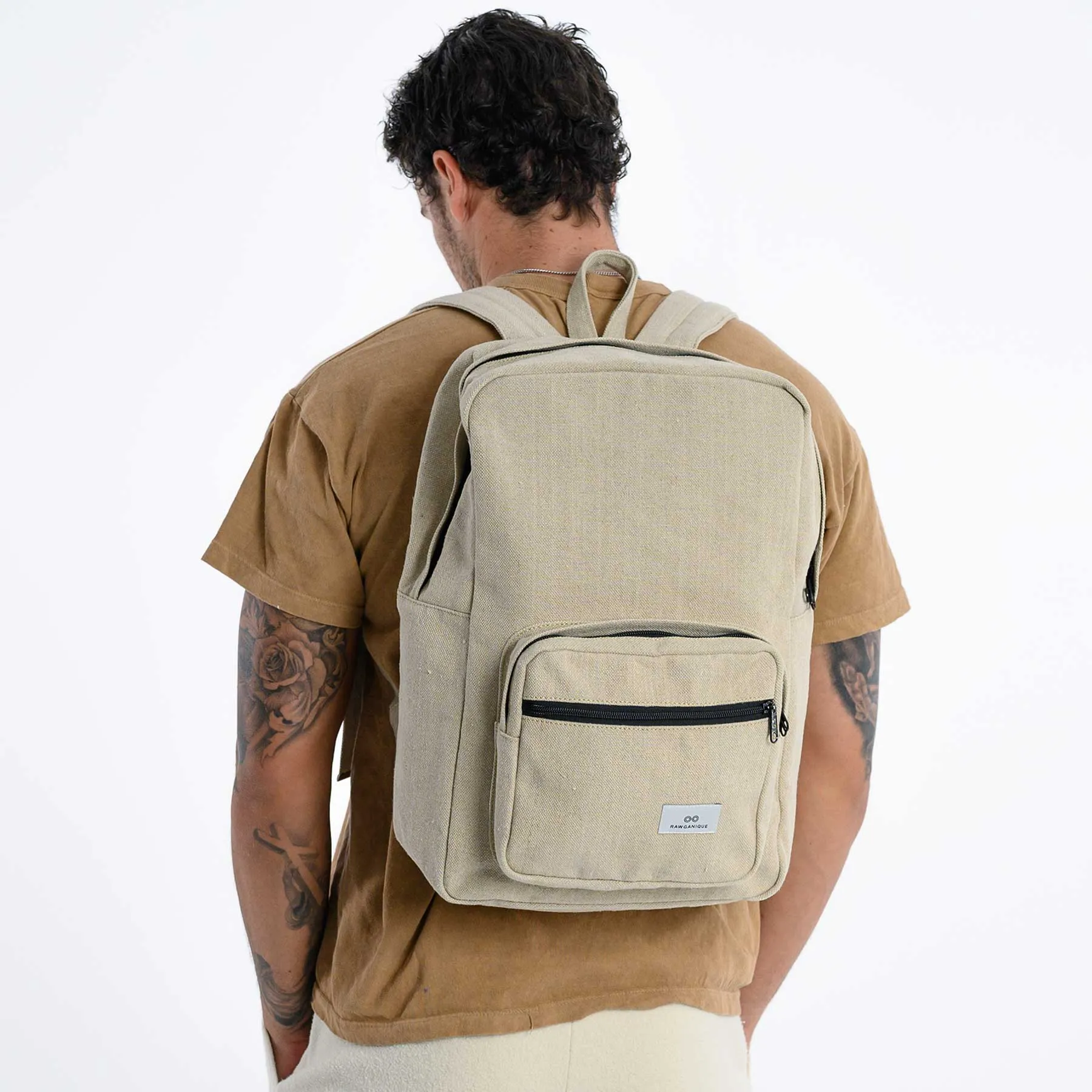 CONNECTICUT Deluxe Organic Hemp Backpack With Luggage Handle Pocket Sleeve (17x11x6)