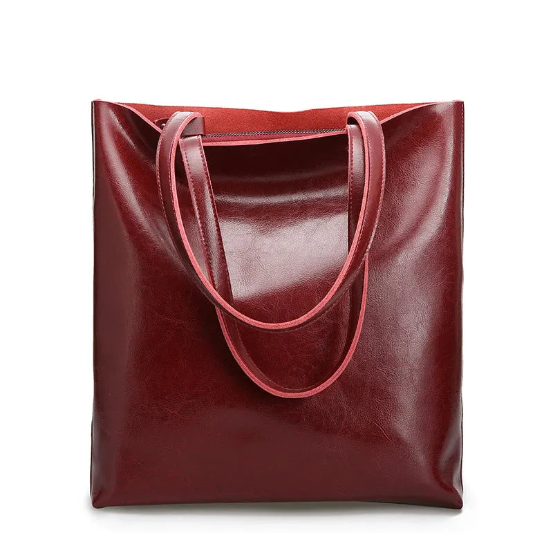 Cow Leather Ladies Shoulder Handbags Women Tote