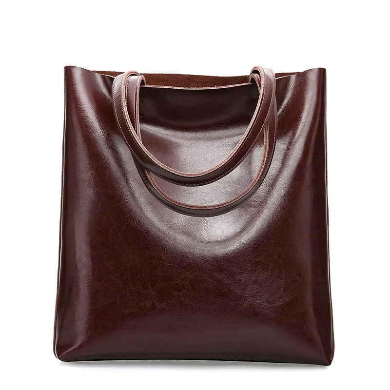 Cow Leather Ladies Shoulder Handbags Women Tote