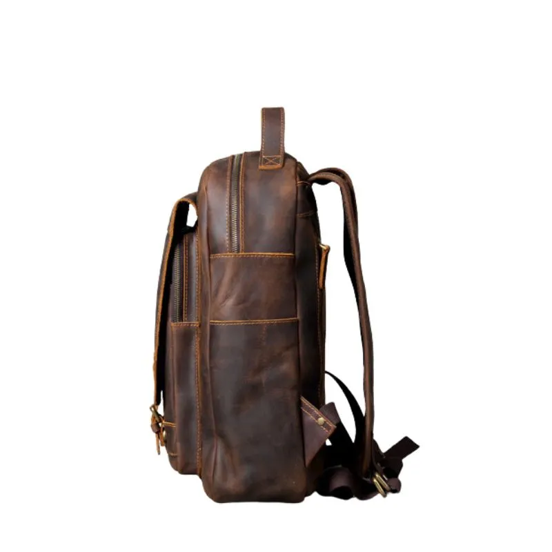 Crazy horse leather knapsack laptop backpack