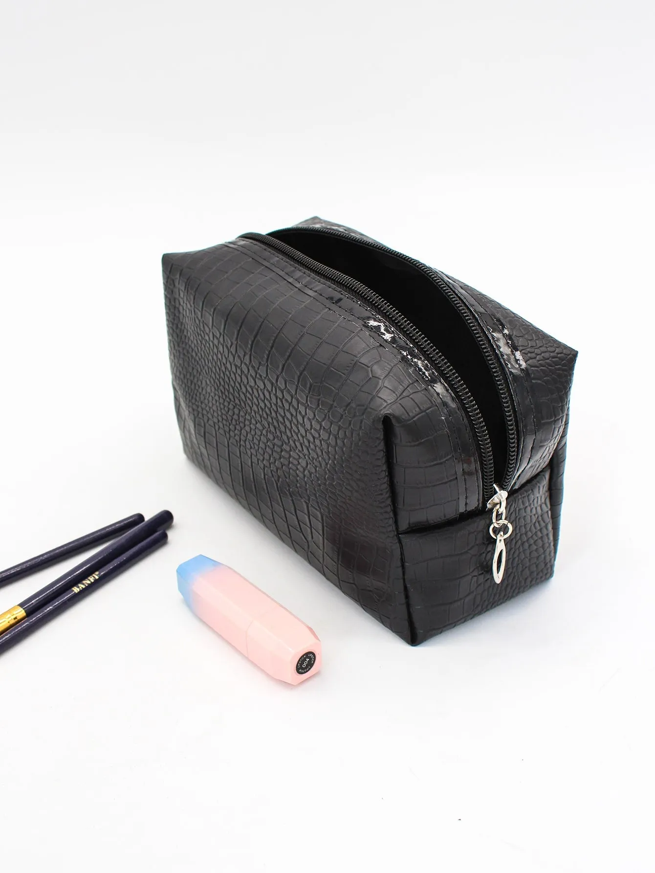 Crocodile Pattern Square Makeup Bag Cosmetic Organizer Toiletries Bag Makeup