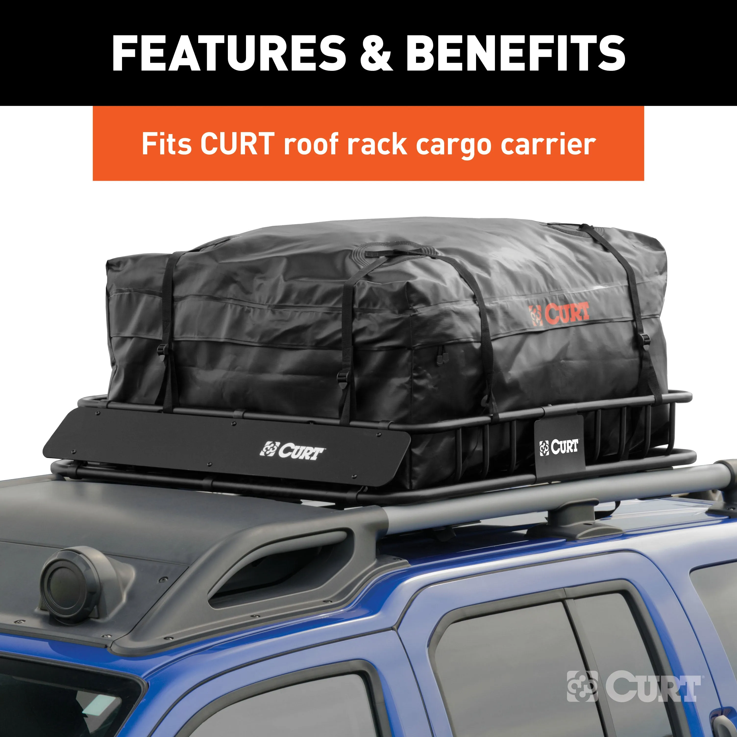 CURT 18220 38in. x 34in. x 18in. Weather-Resistant Vinyl Roof Rack Cargo Bag