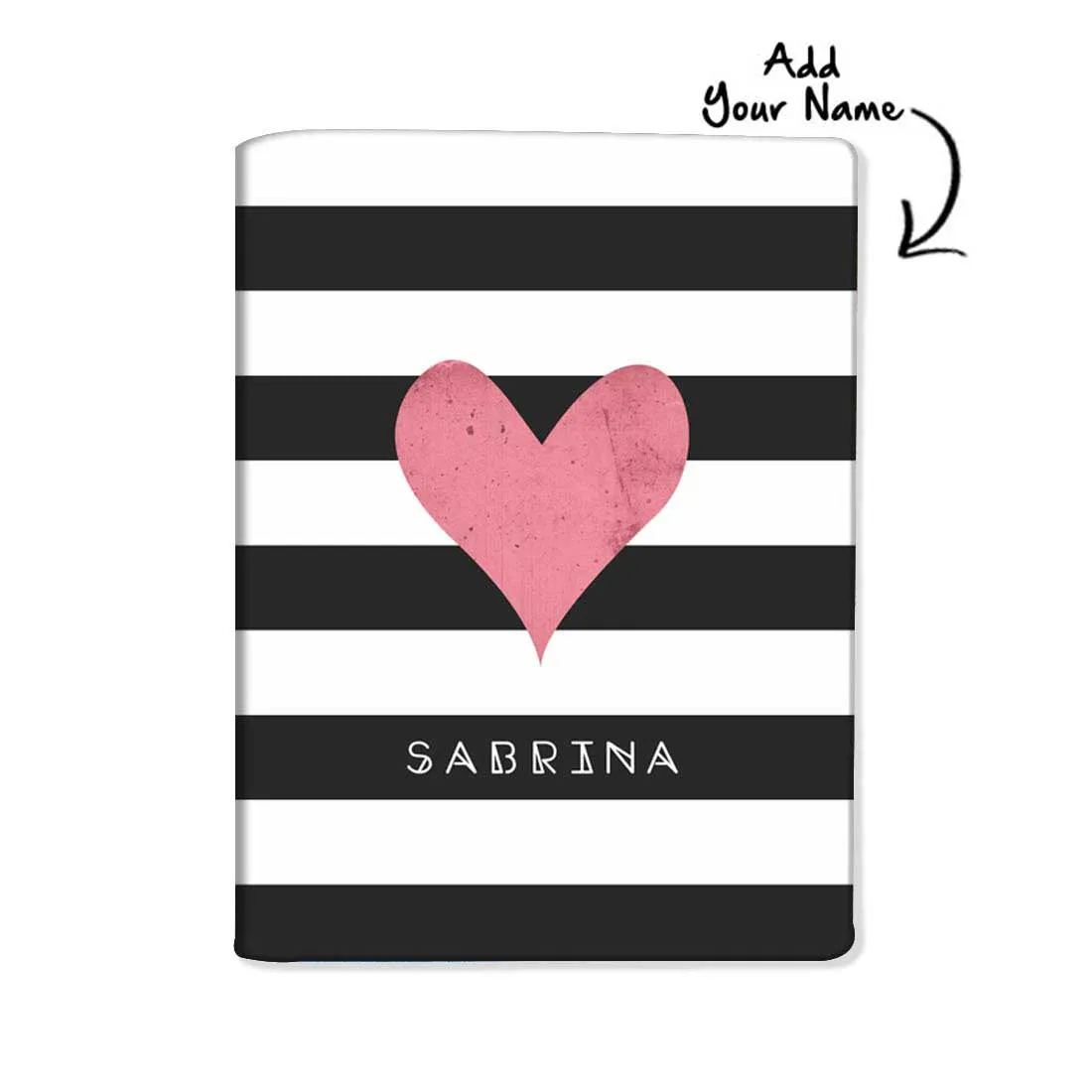 Customized Passport Cover and Baggage Tag Set - Pink Heart with Black Strips