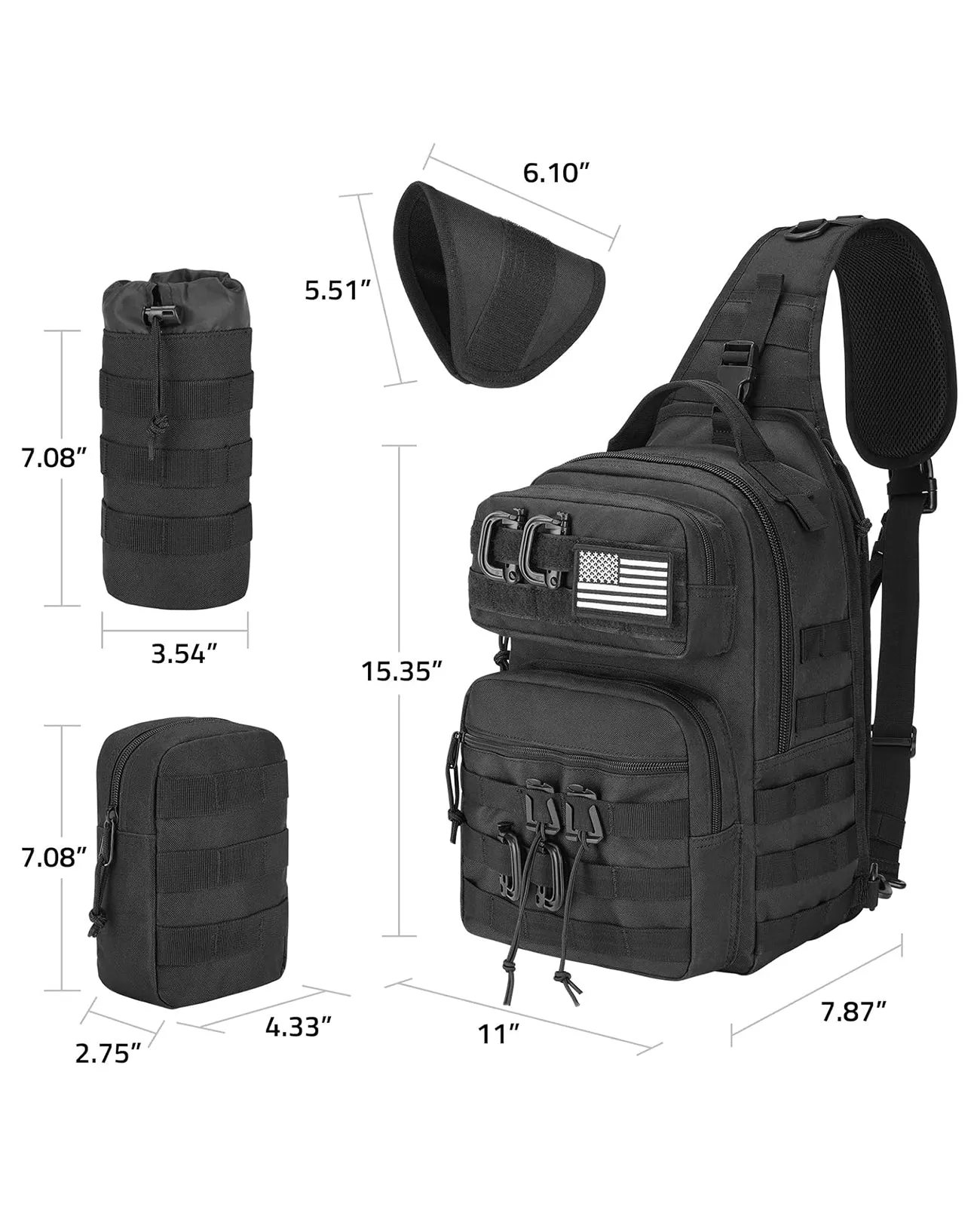 CVLIFE Tactical Sling Bag Backpack for Men