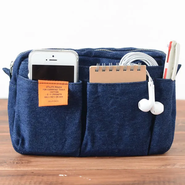 Delfonics Utility Pouch - Small Size / Denim (Dark Blue) - , Delfonics Inner Carrying Bag S Size