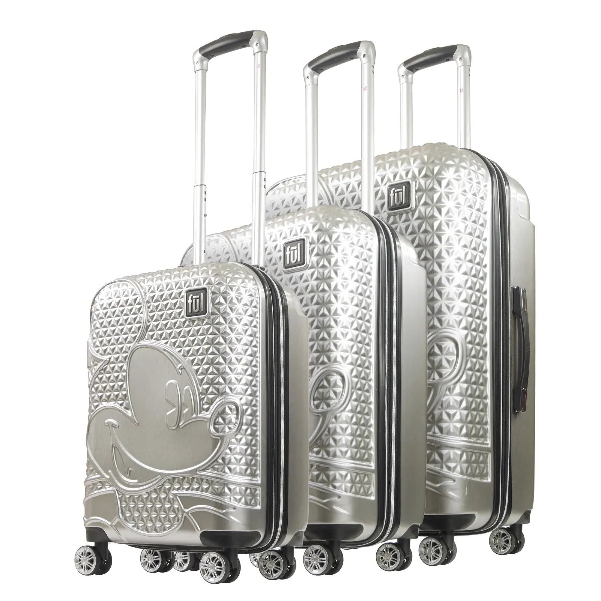 Disney Mickey Mouse Rolling Suitcases 3 Piece Set - Silver