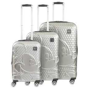 Disney Mickey Mouse Rolling Suitcases 3 Piece Set - Silver