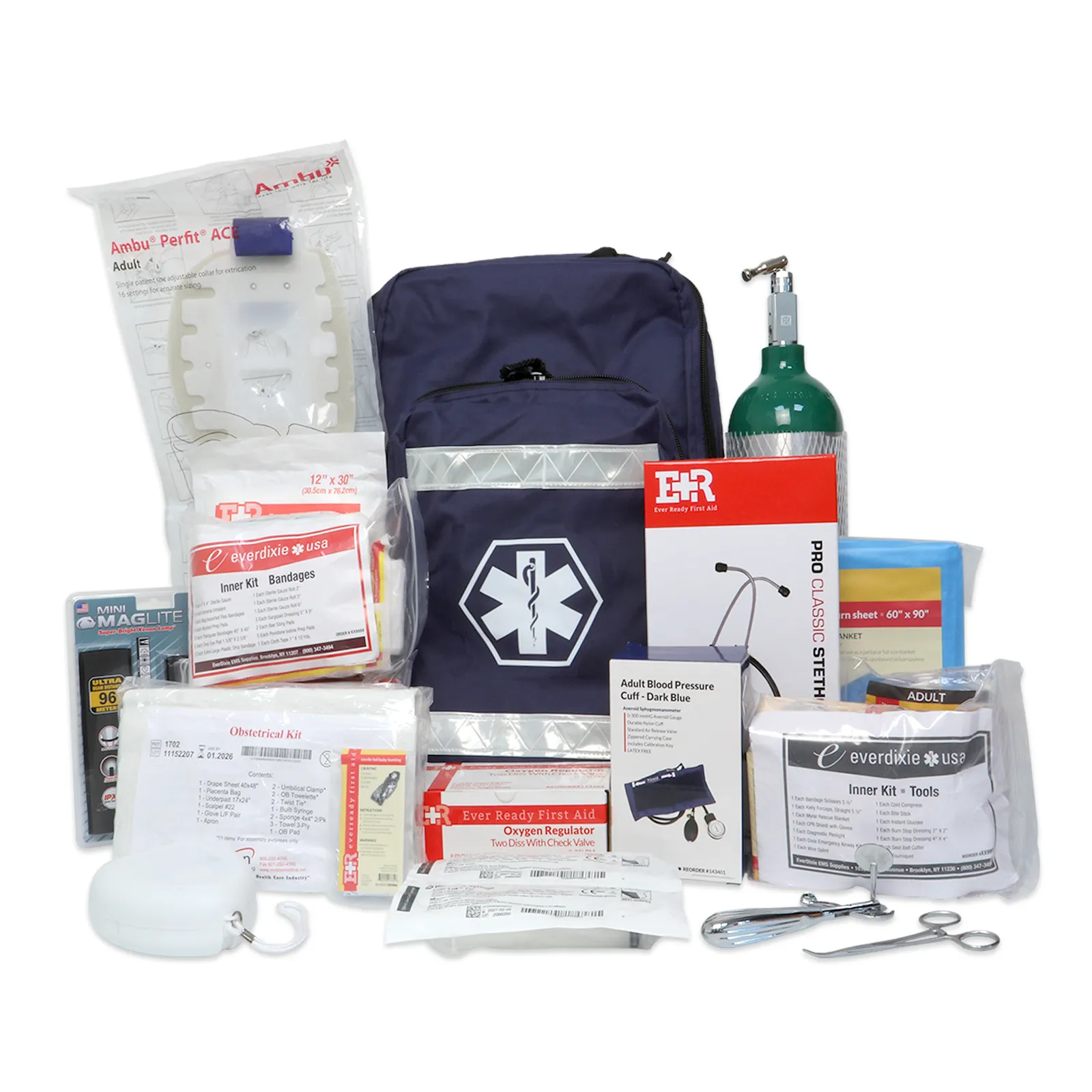 Dixigear Ultimate Pro O2 Trauma Kit, Navy - Fully Stocked