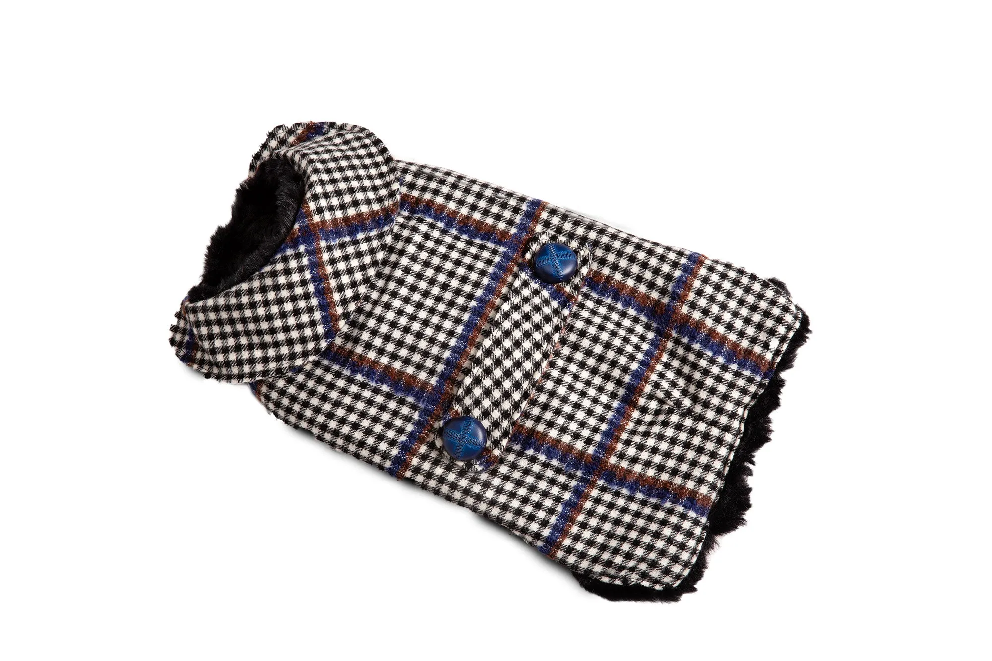 Dog Carrier - Winter - Blue, Brown & Black Wool Plaid Carrier