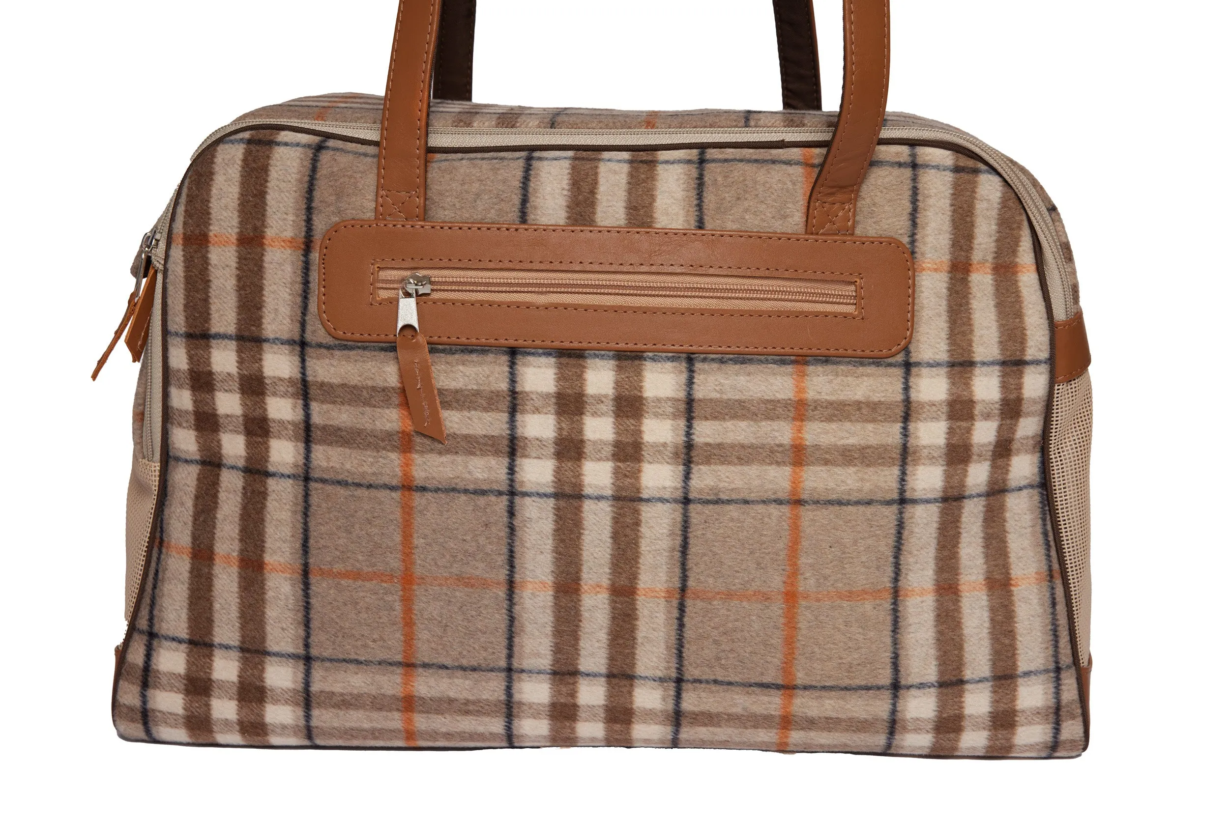 Dog Carrier - Winter - Cashmere Dog Carrier - Beige Plaid