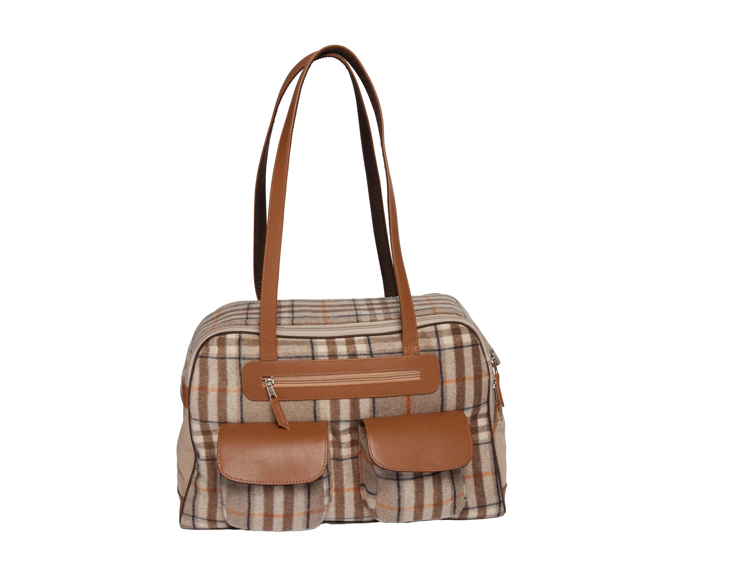 Dog Carrier - Winter - Cashmere Dog Carrier - Beige Plaid