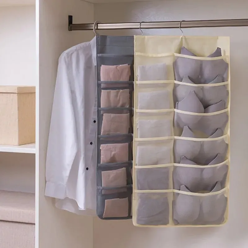 Double Sided Underwear Storage Bag Folding Hanging Bra Clother Organizer Hanger Clothes Organizer for Wardrobe Closet Organizer