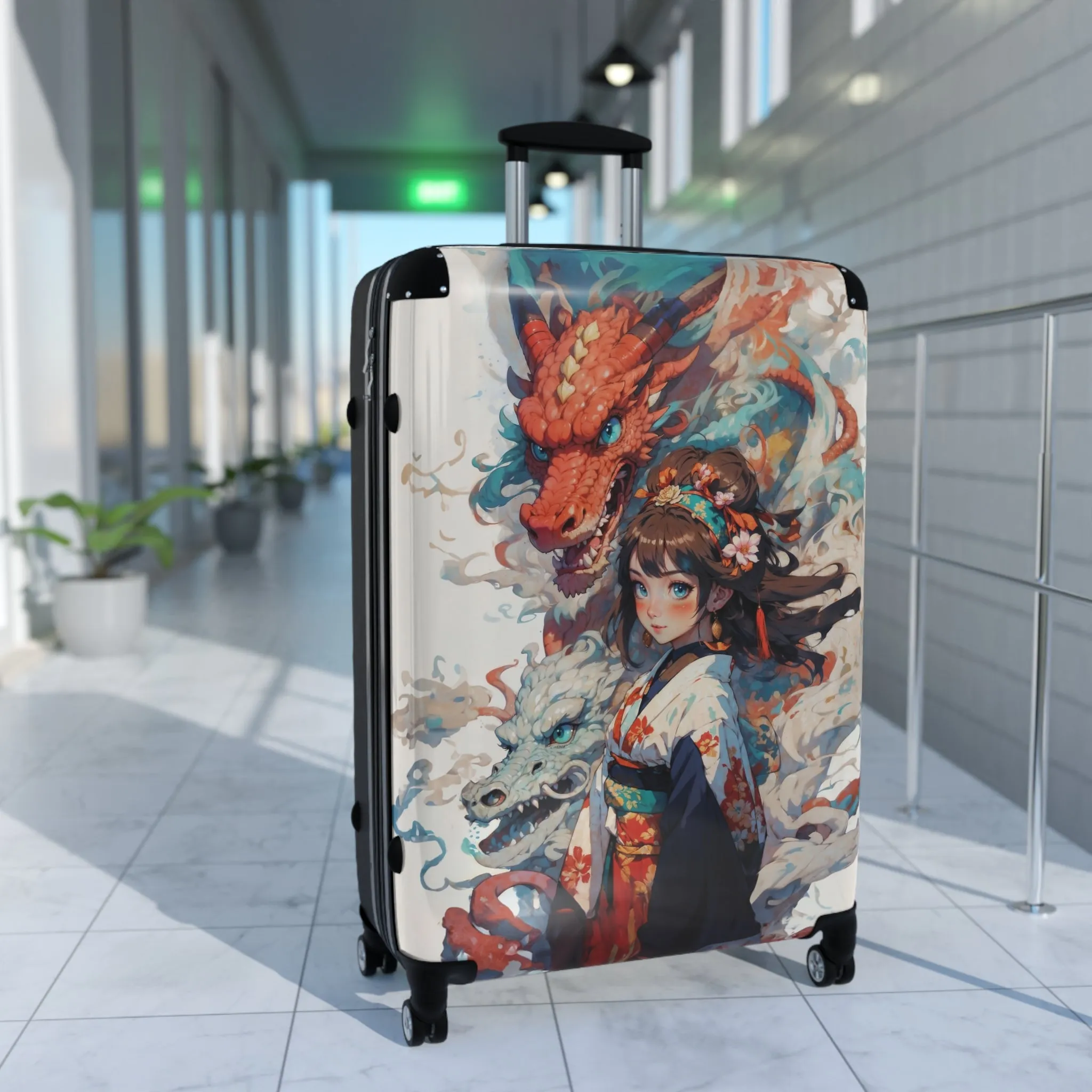 Dragon Empress Suitcase – Stylish Luggage with Asian Art Design for Travel Enthusiasts