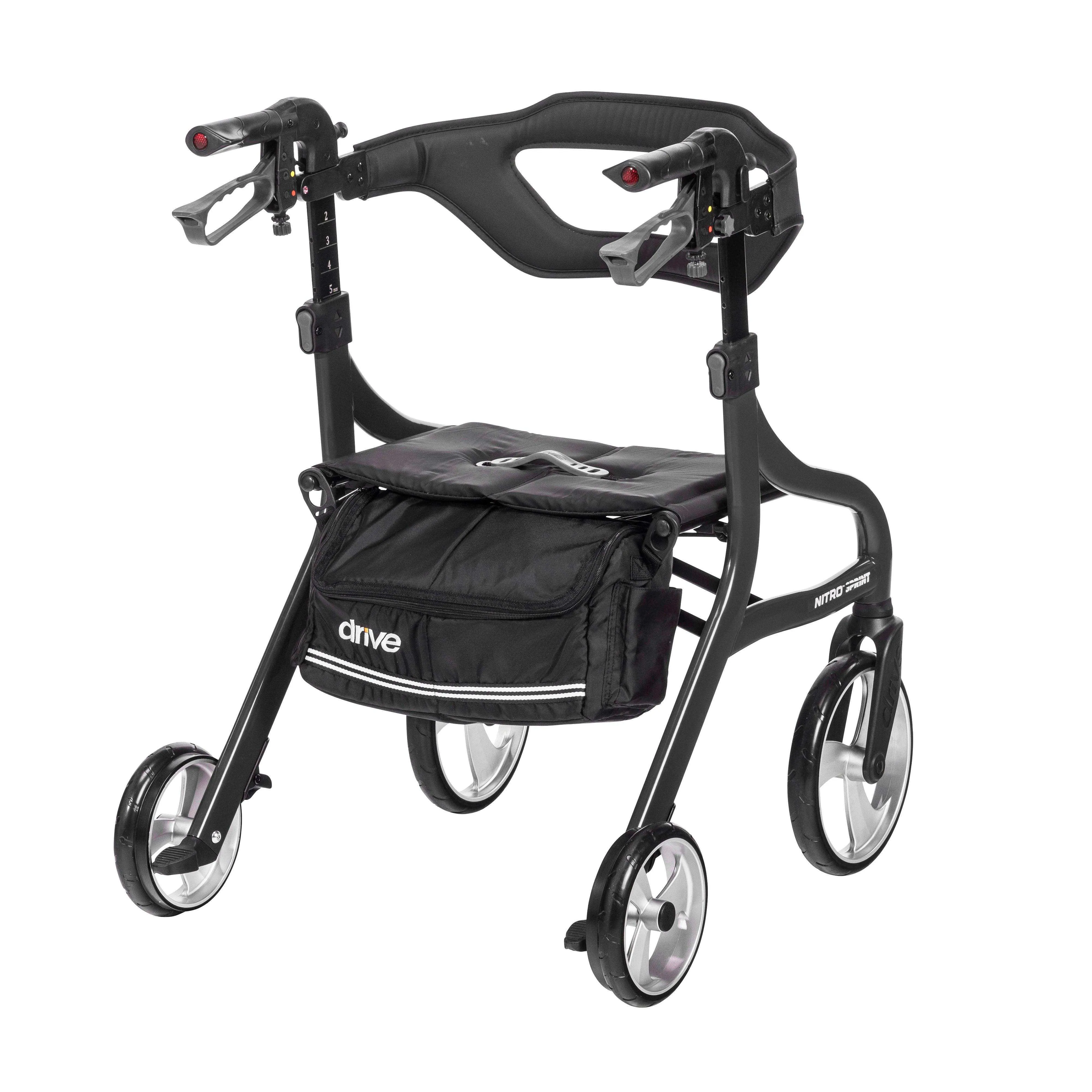 Drive Medical Nitro Sprint Rollator Rolling Walker - Hemi Height