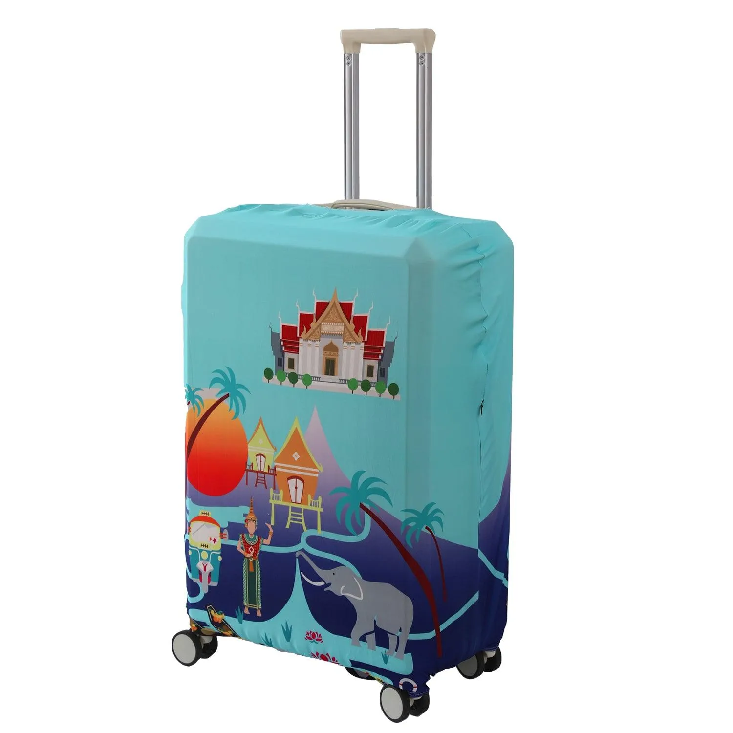 Durable 180 GSM Suitcase Covers S/M/L -Size for Trolley Suitcase, Gradient Blue Thrill Seeker