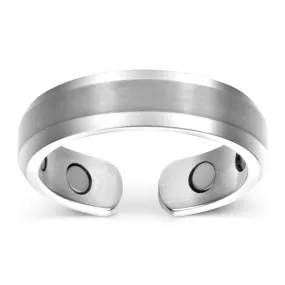 Elegant Titanium Magnetic Therapy Ring Silver, Size 07