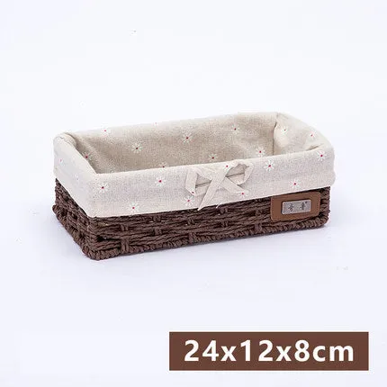 Fabric Desktop Storage Straw Storage Basket