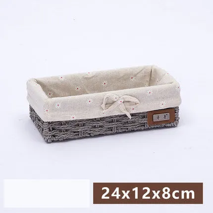 Fabric Desktop Storage Straw Storage Basket