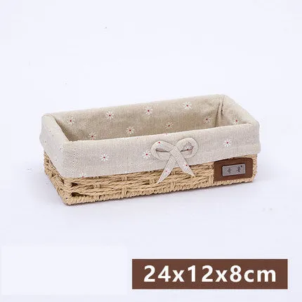 Fabric Desktop Storage Straw Storage Basket