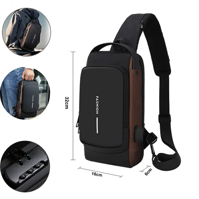 Fashion Travel Anti-Theft Shoulder Sling Crossbody Bag with USB Port