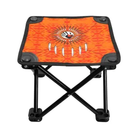 Fire Colors and Turquoise Orange Feather Directions Folding Fishing Stool