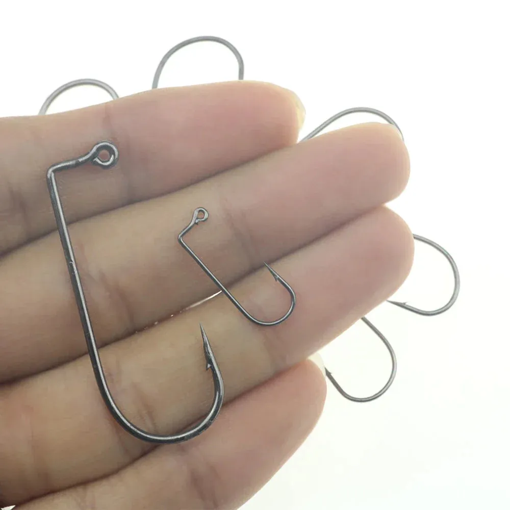 Fishhook 50pcs/bag 90 Degree Jig Fly Tying Strong Wire Saltwater Freshwater Fish Hook Aberdeen jig fishing size 6 4 2 1 1/0-4/0#