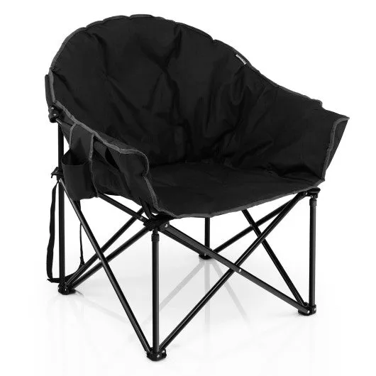 Folding Camping Moon Padded Chair with Carrying Bag-Black