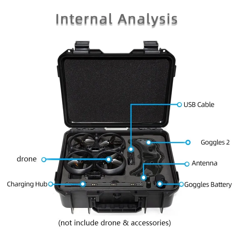 For DJI Avata / Goggles 2 Pro DJI Hard Shell Storage Box Case Suitcase(Black)