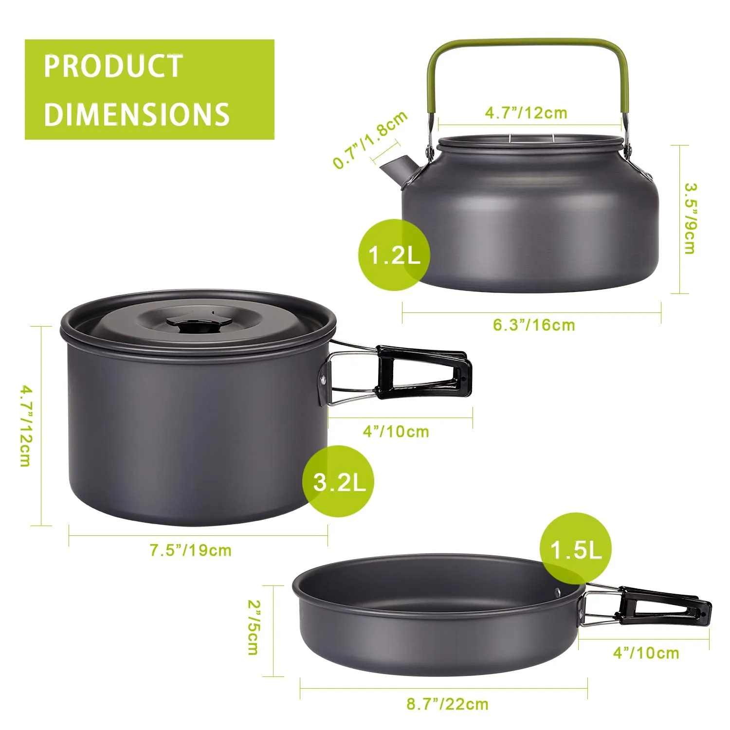 G4Free 19PCS Camping Cookware Mess Kit