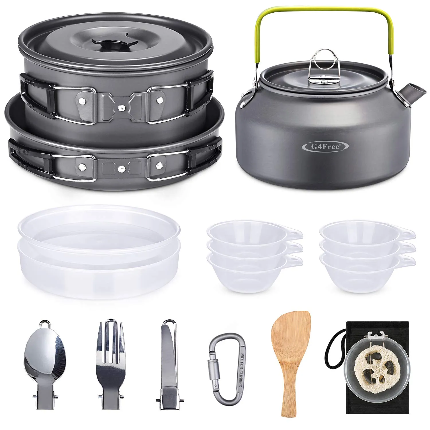 G4Free 19PCS Camping Cookware Mess Kit