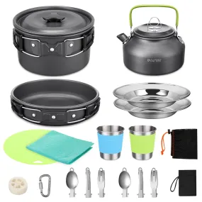 G4Free 19PCS Camping Cookware Mess Kit