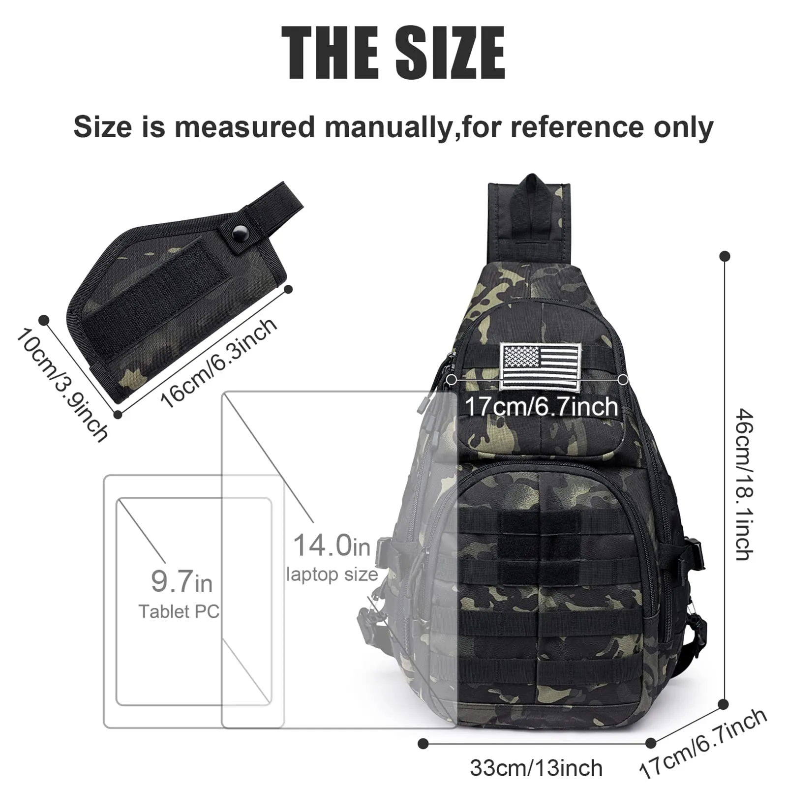 G4Free Tactical EDC Sling Backpack, Military Rover Shoulder Sling Bag Pack with Pistol Holster for Concealed Carry