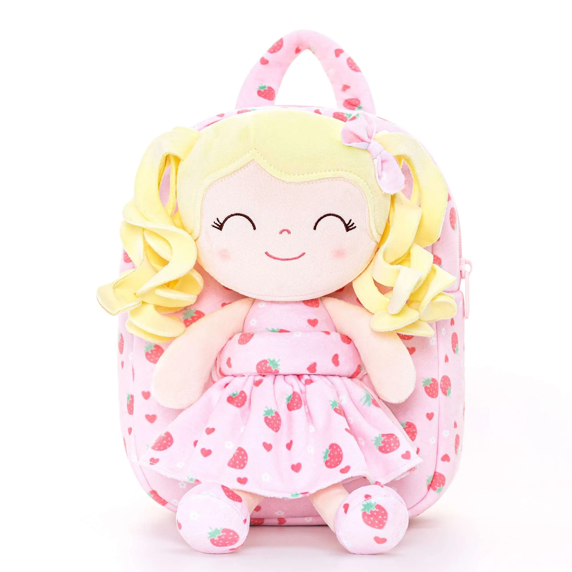 Gloveleya 9-inch Personalized Toddler Backpack Curly Girl Doll Fruit Series Backpack