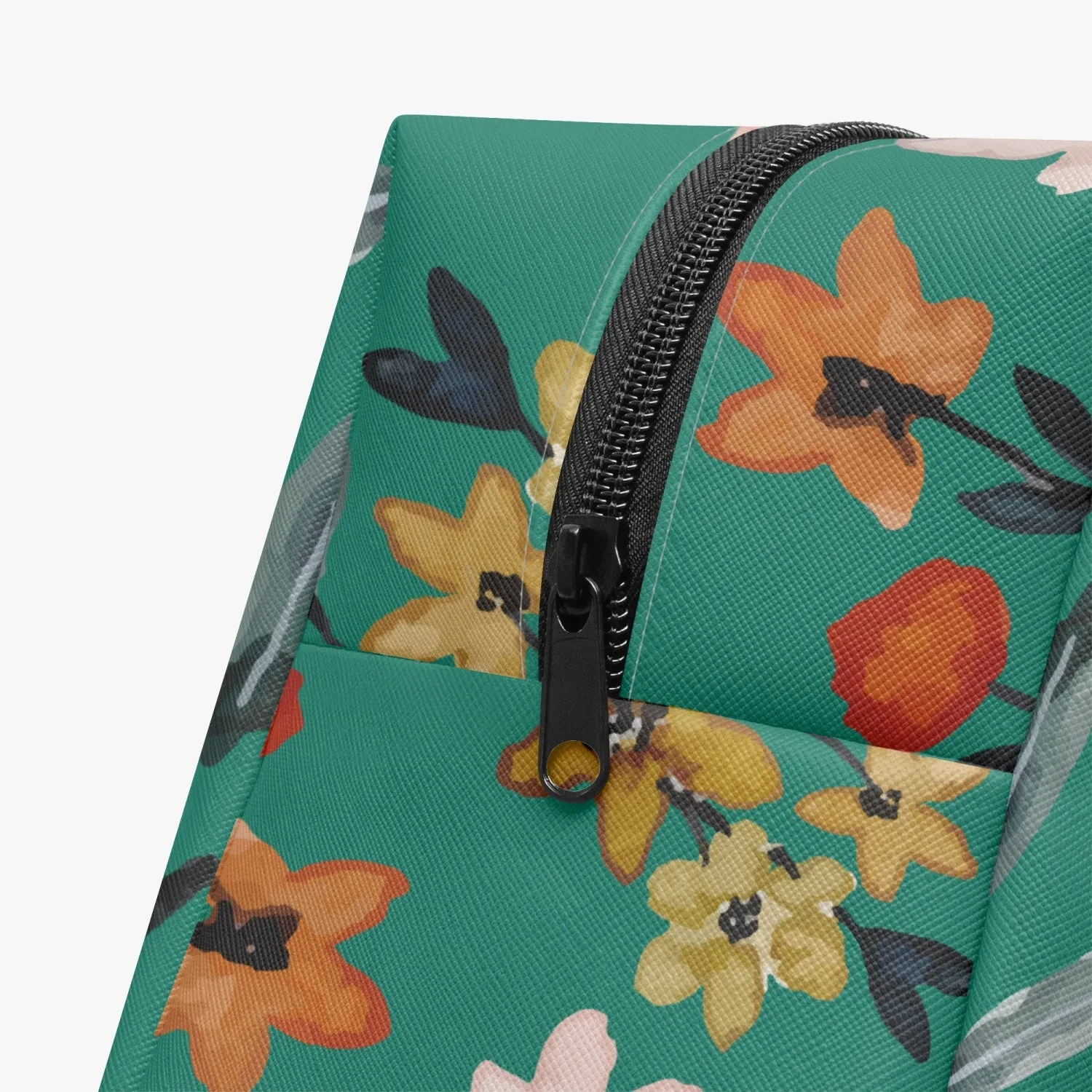 Green Floral Boxy Makeup Bag