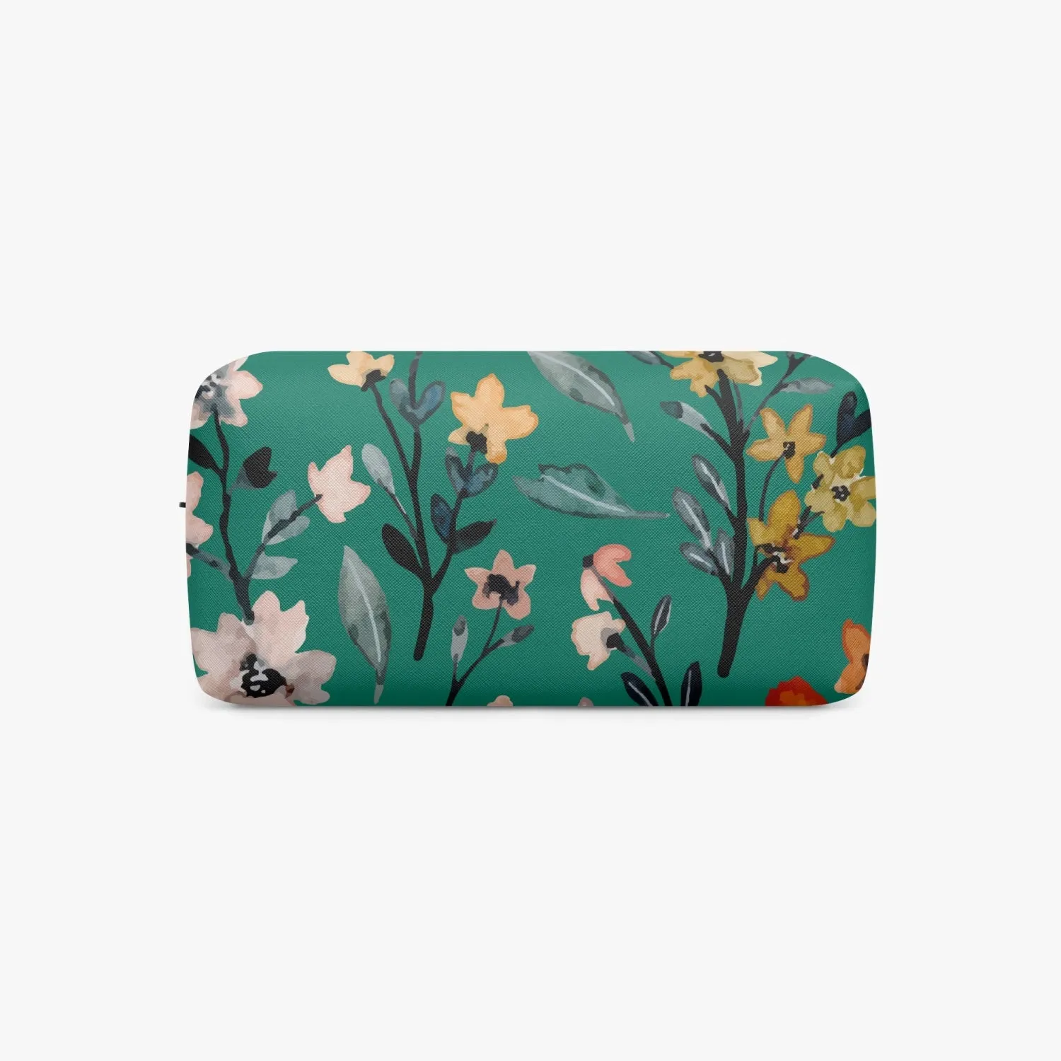 Green Floral Boxy Makeup Bag