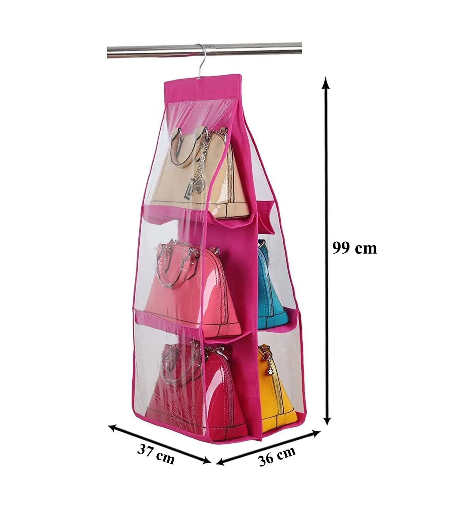 Heart Home Multiuses PVC Double Sided Hanging Organizer For Bedroom, Living Room Pack Of 2 (Pink) 52HH3995