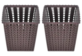 Heart Home Square Shape M 5 Multipurpose Plastic Holder/Organizer for Kitchen, Bathroom, Office, Living Room - Pack of 2 (Brown)-46HH0438