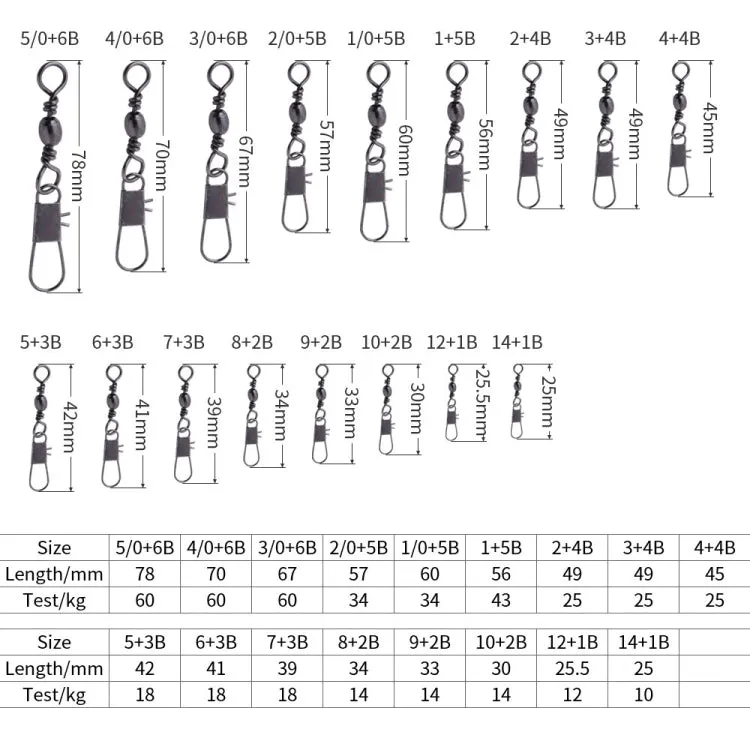 HENGJIA SS007 50pcs/bag B-pin Connector 8 Shape Swivel Loop Accessories, Specification: 1/0 5B (60mm)