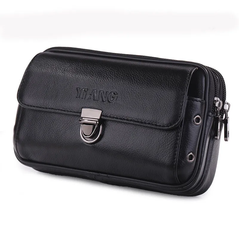 Horizontal And Vertical Leather Belt Mobile Phone Bag