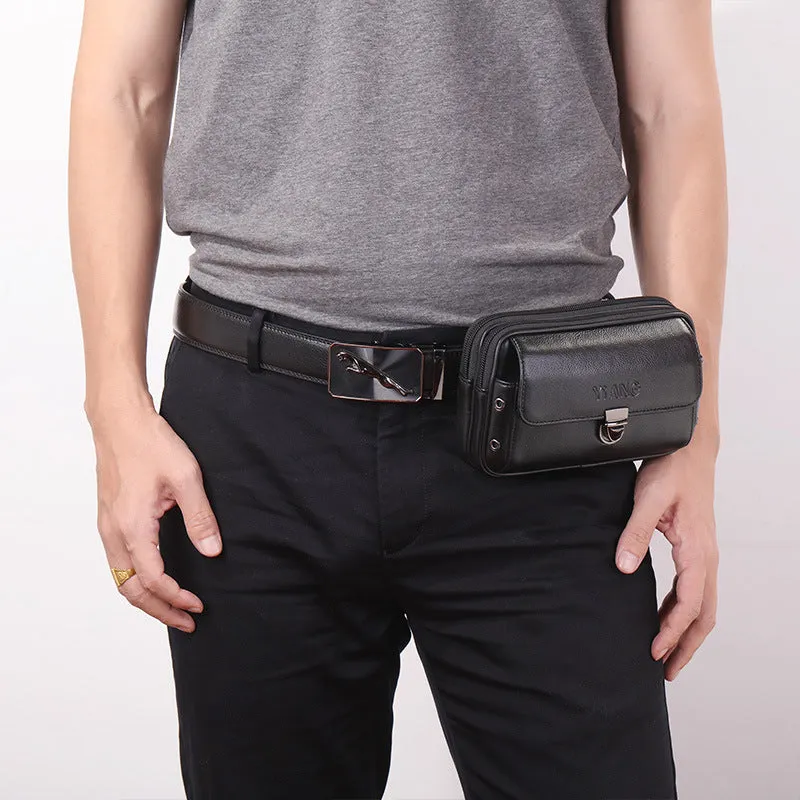 Horizontal And Vertical Leather Belt Mobile Phone Bag