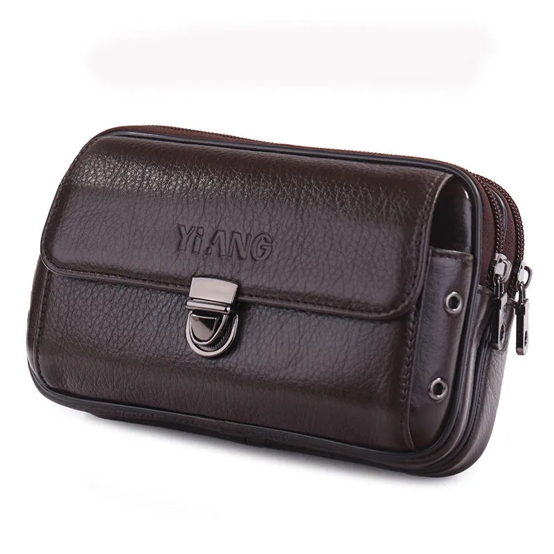 Horizontal And Vertical Leather Belt Mobile Phone Bag