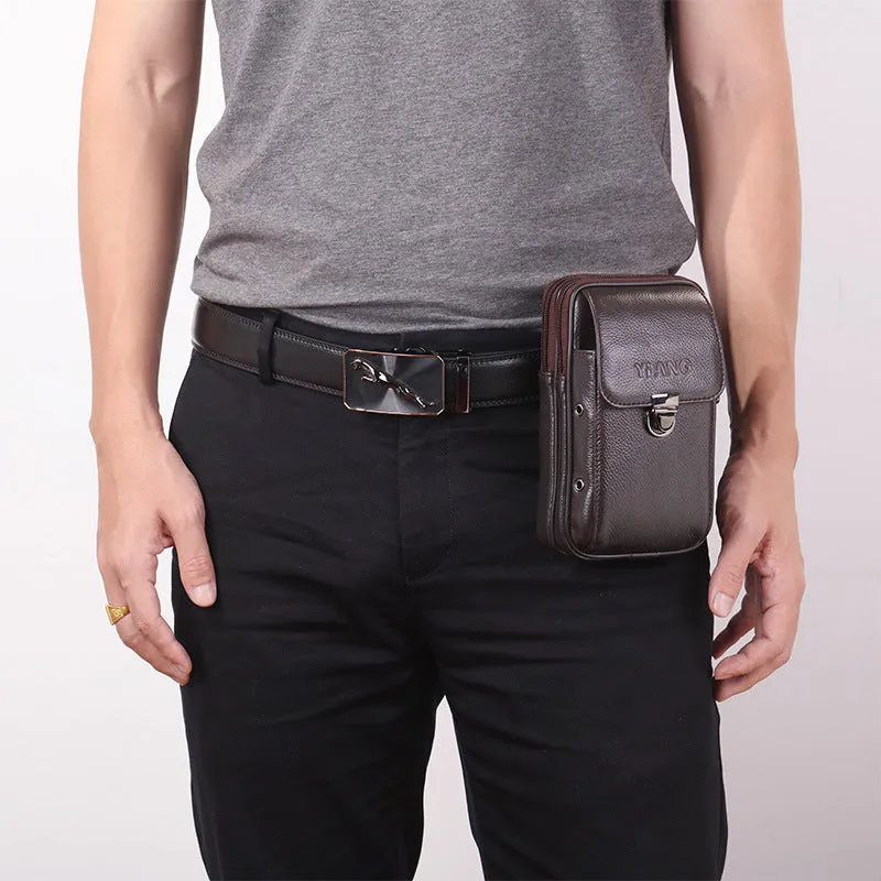 Horizontal And Vertical Leather Belt Mobile Phone Bag