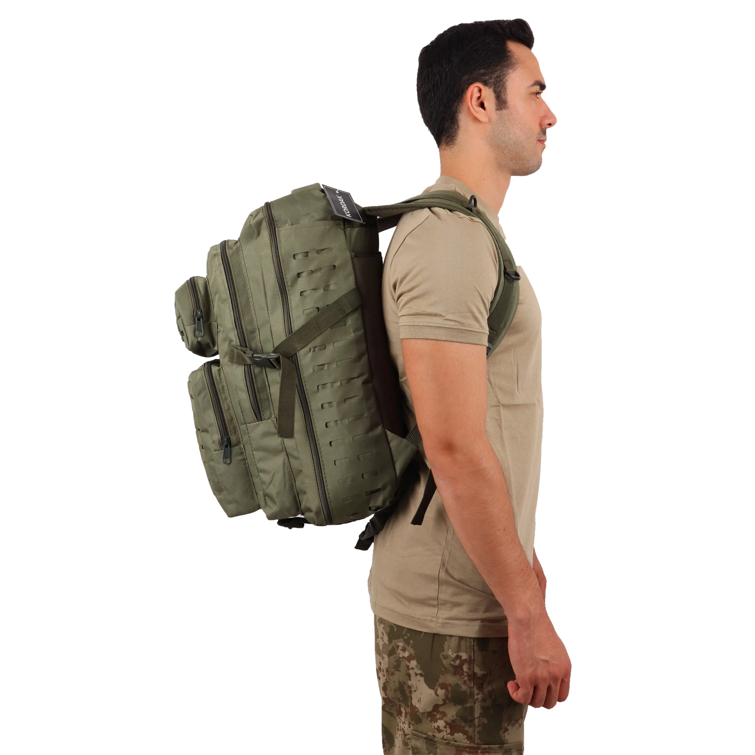 Khaki Laser Cut Outdoor Bag - 45 Liter Bag