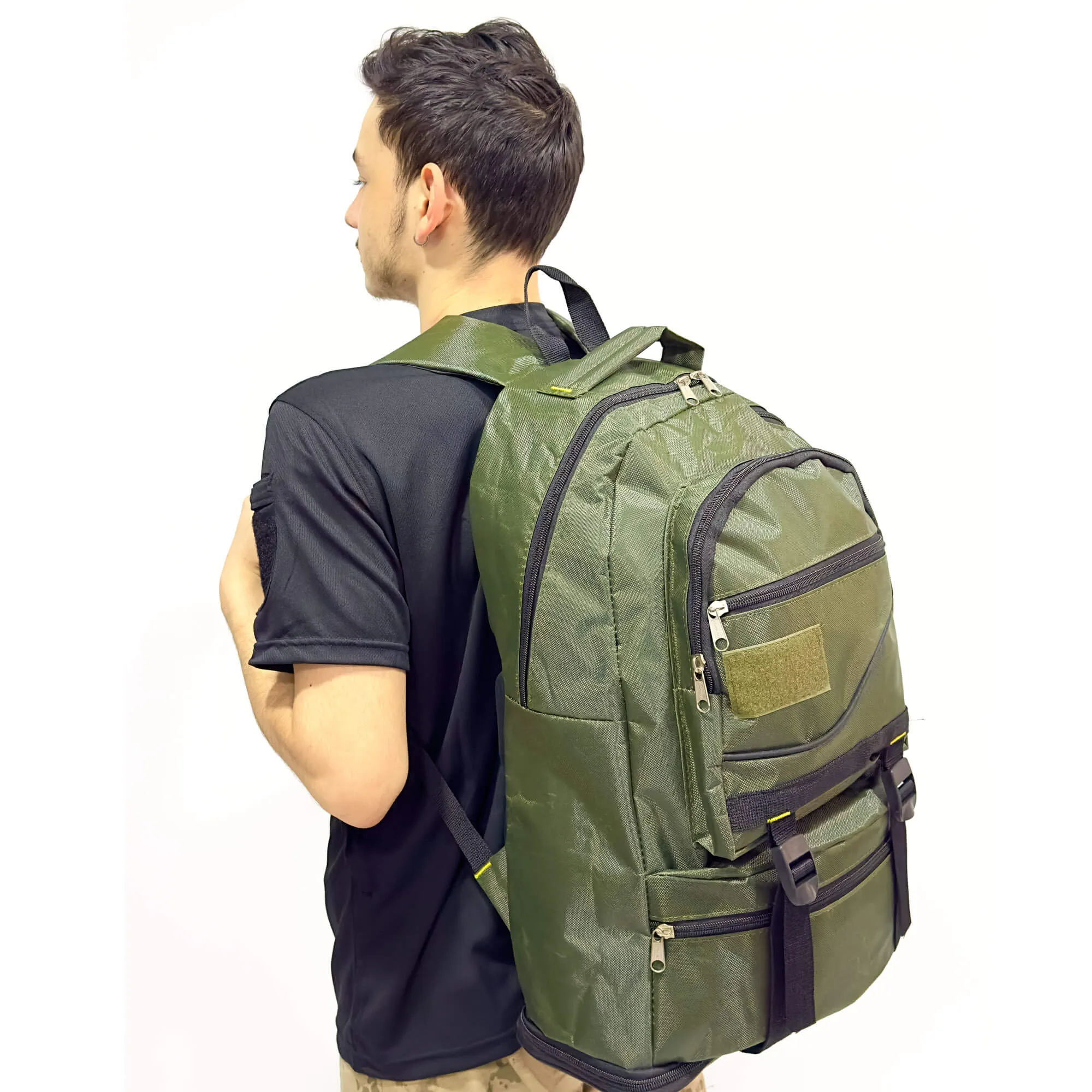 Khaki Volume Expandable Mountaineer Camper Backpack - 55 10 Liter Bag