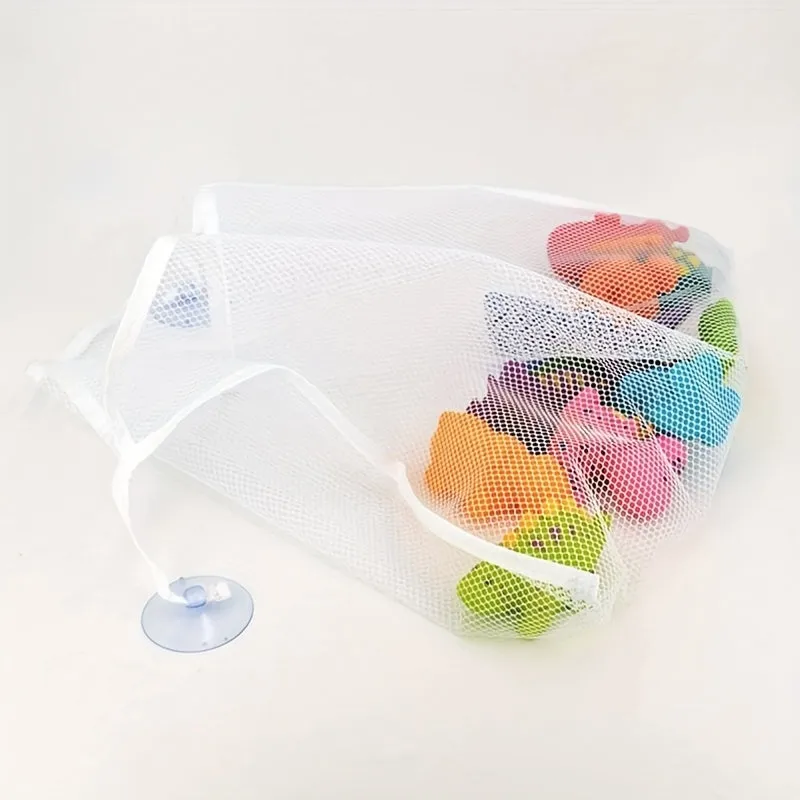 Kids Bath Toy Organizer QuickDry Mesh with Suction Hooks