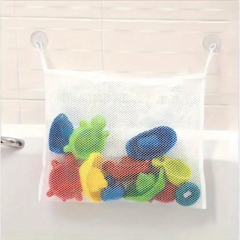 Kids Bath Toy Organizer QuickDry Mesh with Suction Hooks