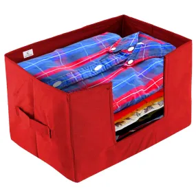 Kuber Industries Non-Woven Fabric Foldable Cloth Storage Boxes Organizer for Wardrobe With Handle (Red)-KUBMART11433 (F_26_KUBMART016916)