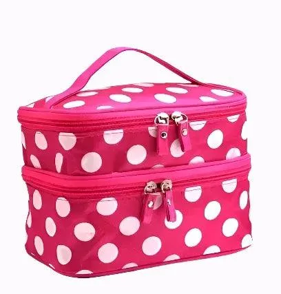 Large Capacity Travel Makeup & Toiletries Organizer - Double Layer Zipper Cosmetic Bag