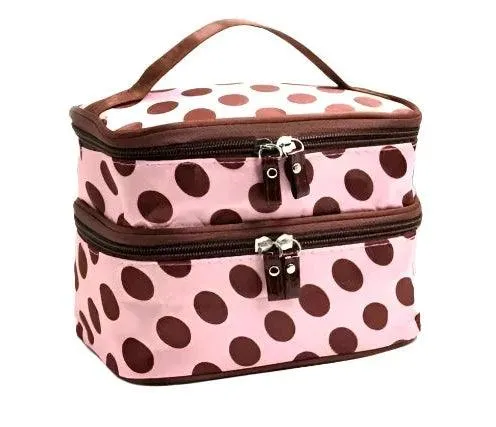 Large Capacity Travel Makeup & Toiletries Organizer - Double Layer Zipper Cosmetic Bag